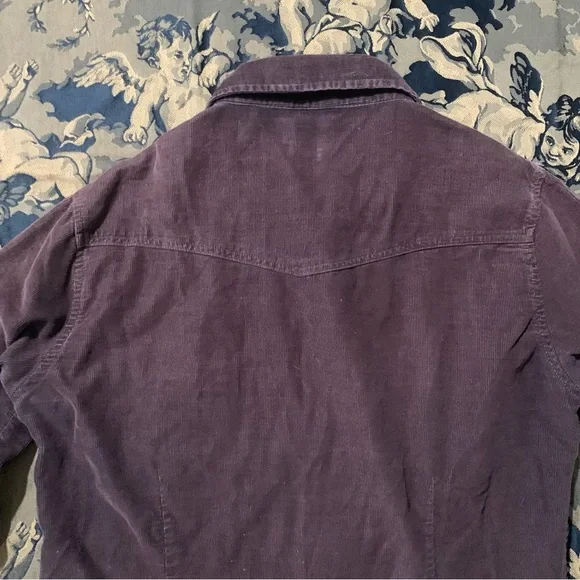 Last call! Vtg express lightweight chocolate brown corduroy western crop shirt - Picture 4 of 10